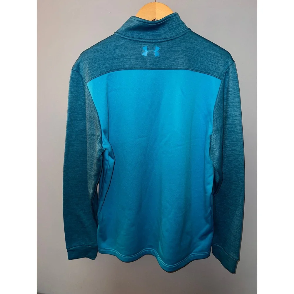 Under Armour Mens ColdGear 1/4 Zip Pullover Blue Space Dye Loose Fit Large LG